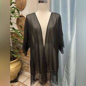 Hot Topic Sheer Black Lace Kimono